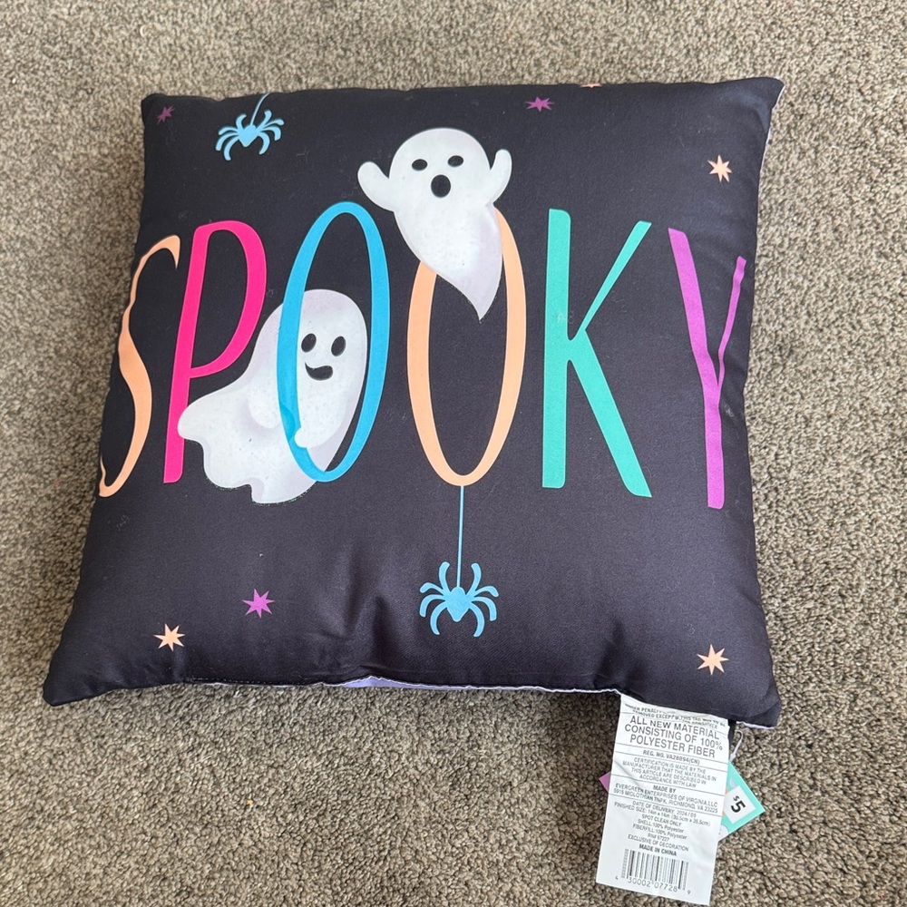 Spooky Halloween Pillow with Ghost Design - Picture 3 of 6